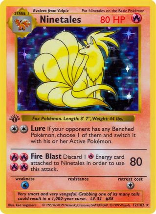 Ninetales/102 - 1st Edition Holofoil Base Set Shadowless - Holo Rare