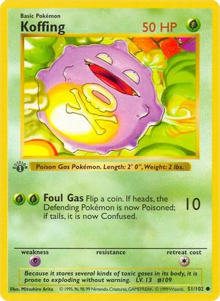 Koffing 051 - 1st Edition Base Set Shadowless - Common
