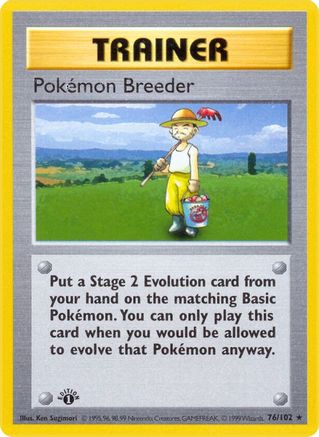 Pokemon Breeder/102 - 1st Edition Base Set Shadowless - Rare