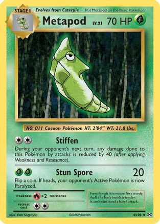 Metapod 004 - Reverse Holofoil XY Evolutions - Uncommon