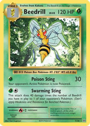 Beedrill 007 - Reverse Holofoil XY Evolutions - Rare