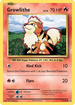 Growlithe 017 - Reverse Holofoil XY Evolutions - Common