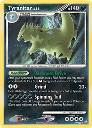 Tyranitar - 30/100 (DP Stormfront)/100 - Holofoil Deck Exclusives - Holo Rare