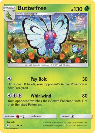 Butterfree 003 - Reverse Holofoil SM Base Set - Rare