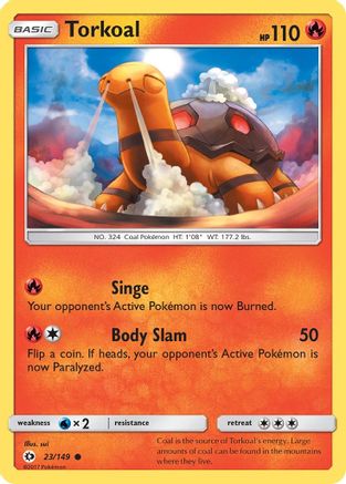 Torkoal 023 - Reverse Holofoil SM Base Set - Common