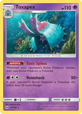 Toxapex 063 - Holofoil SM Base Set - Holo Rare