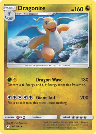 Dragonite 096 - Reverse Holofoil SM Base Set - Holo Rare