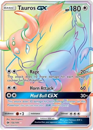 Tauros GX (Secret) 156 - Holofoil SM Base Set - Secret Rare