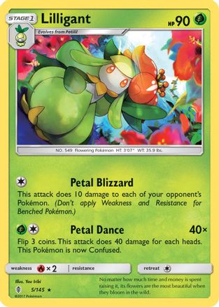 Lilligant 005/145 - Reverse Holofoil SM Guardians Rising - Rare