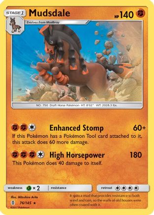 Mudsdale 076 - Reverse Holofoil SM Guardians Rising - Holo Rare