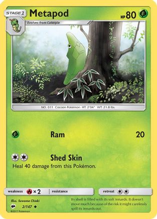 Metapod 002 - Reverse Holofoil SM Burning Shadows - Uncommon