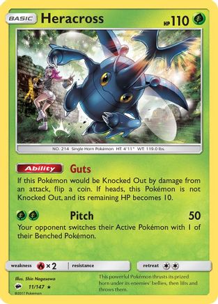 Heracross 011 - Reverse Holofoil SM Burning Shadows - Rare