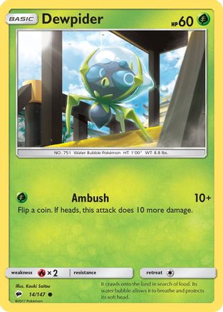 Dewpider 014 - Reverse Holofoil SM Burning Shadows - Common