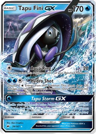 Tapu Fini GX 039 - Holofoil SM Burning Shadows - Ultra Rare