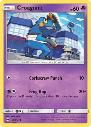 Croagunk 054 - Reverse Holofoil SM Burning Shadows - Common