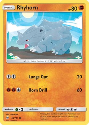 Rhyhorn 065 - Reverse Holofoil SM Burning Shadows - Common