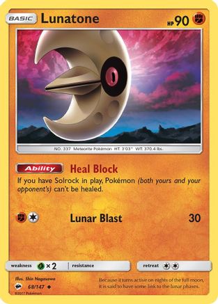 Lunatone 068/147 SM Burning Shadows - Uncommon