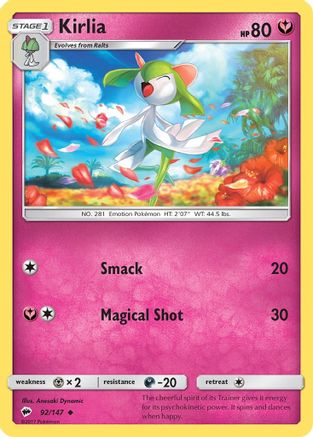 Kirlia 092 - Reverse Holofoil SM Burning Shadows - Uncommon