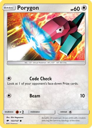 Porygon 103 - Reverse Holofoil SM Burning Shadows - Common