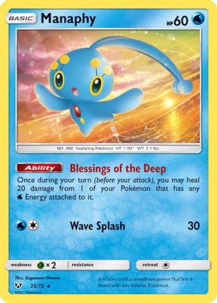 Manaphy 025 - Reverse Holofoil Shining Legends - Holo Rare