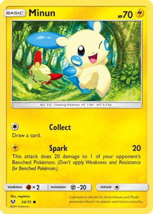 Minun 034 - Reverse Holofoil Shining Legends - Common