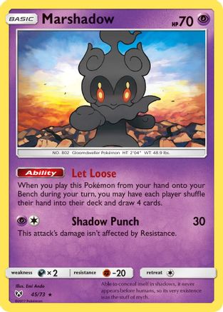 Marshadow 045 - Reverse Holofoil Shining Legends - Holo Rare