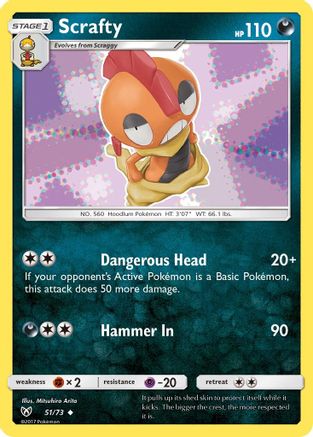 Scrafty 051 - Reverse Holofoil Shining Legends - Uncommon