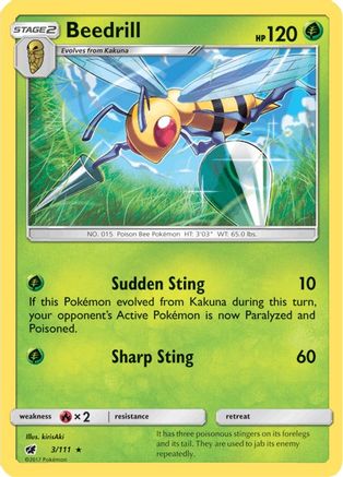 Beedrill/111 - Reverse Holofoil SM Crimson Invasion - Rare