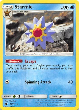 Starmie 016 - Reverse Holofoil SM Crimson Invasion - Rare