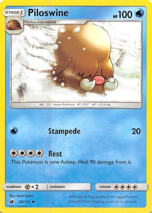 Piloswine 020 - Reverse Holofoil SM Crimson Invasion - Uncommon