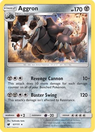 Aggron 067 - Holofoil SM Crimson Invasion - Holo Rare