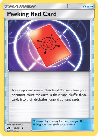 Peeking Red Card 097 - Reverse Holofoil SM Crimson Invasion - Uncommon