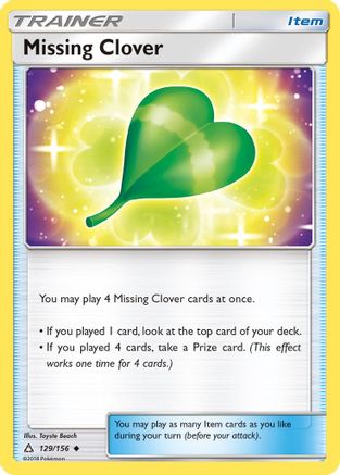Missing Clover 129/156 - Reverse Holofoil SM Ultra Prism - Uncommon