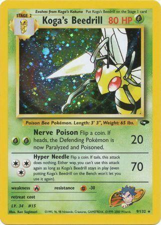 Koga's Beedrill 009 - Unlimited Holofoil Gym Challenge - Holo Rare