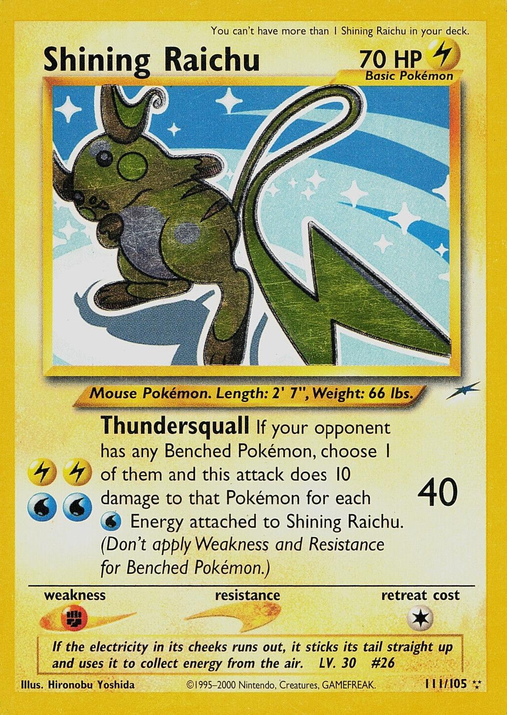 Shining Raichu - Unlimited Holofoil Neo Destiny - Secret Rare