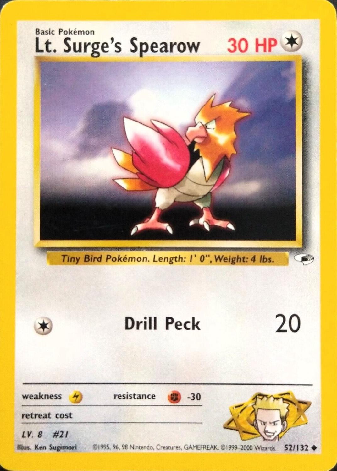 Lt. Surge's Spearow (52) (52) 052 - Unlimited Gym Heroes - Uncommon
