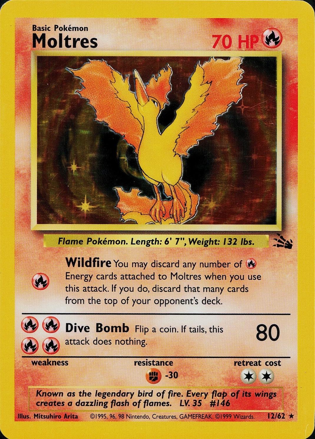 Moltres (12) (12) 012 - Unlimited Holofoil Fossil - Holo Rare