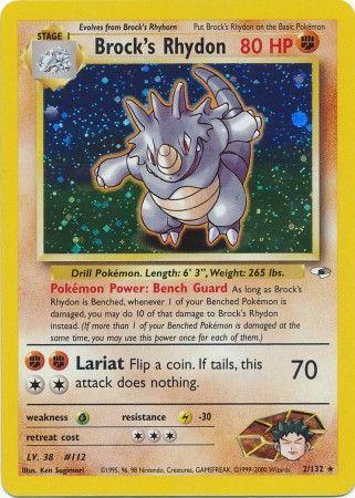 Brock's Rhydon 002 - Unlimited Holofoil Gym Heroes - Holo Rare