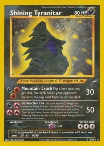 Shining Tyranitar - Unlimited Holofoil Neo Destiny - Secret Rare