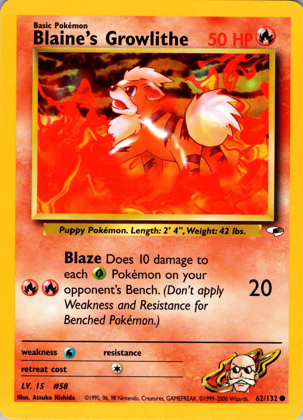 Blaine's Growlithe (62) (62) 062 - Unlimited Gym Heroes - Common
