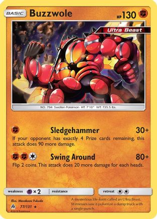 Buzzwole 077 - Reverse Holofoil SM Forbidden Light - Rare