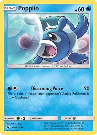 Popplio (64) (64) 064 - Reverse Holofoil SM Lost Thunder - Common