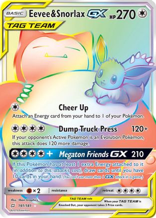 Eevee & Snorlax GX (Secret) - Holofoil SM Team Up - Secret Rare