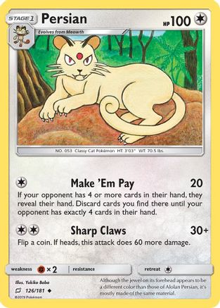 Persian 126 - Reverse Holofoil SM Team Up - Uncommon