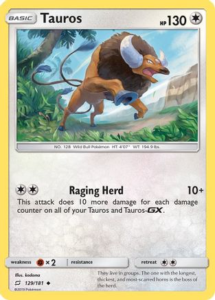 Tauros - Reverse Holofoil SM Team Up - Uncommon