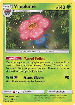 Vileplume 008 - Reverse Holofoil SM Unbroken Bonds - Holo Rare