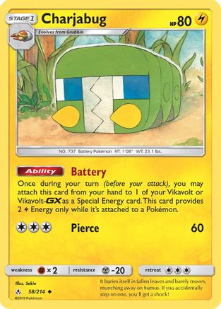 Charjabug/214 - Reverse Holofoil SM Unbroken Bonds - Uncommon