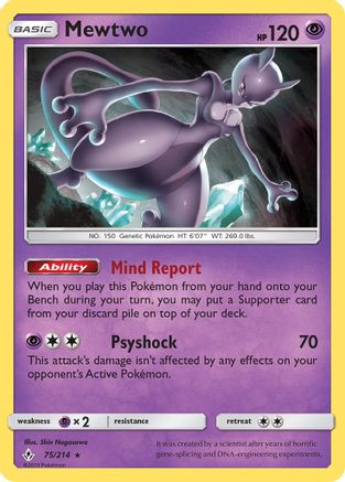 Mewtwo 075 - Reverse Holofoil SM Unbroken Bonds - Rare