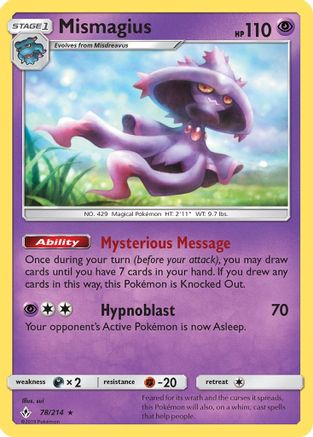 Mismagius 078/214 - Reverse Holofoil SM Unbroken Bonds - Rare