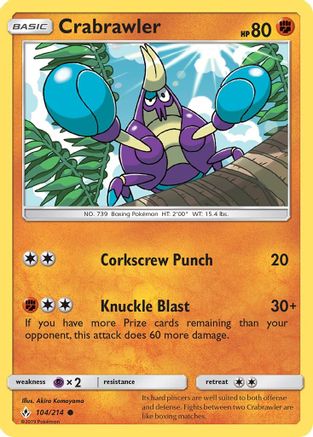 Crabrawler/214 - Reverse Holofoil SM Unbroken Bonds - Common